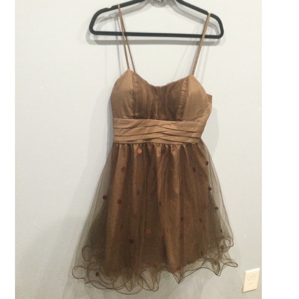 Vtg Katia Womens Mini Babydoll Dress Medium Brown Fairy Grunge Y2K Cocktail Prom